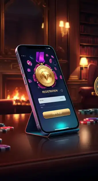 Eine Hand, die auf einem Smartphone das Registrierungsformular des Stonevegas Casinos ausfüllt, mit Logo und Sicherheitssymbolen